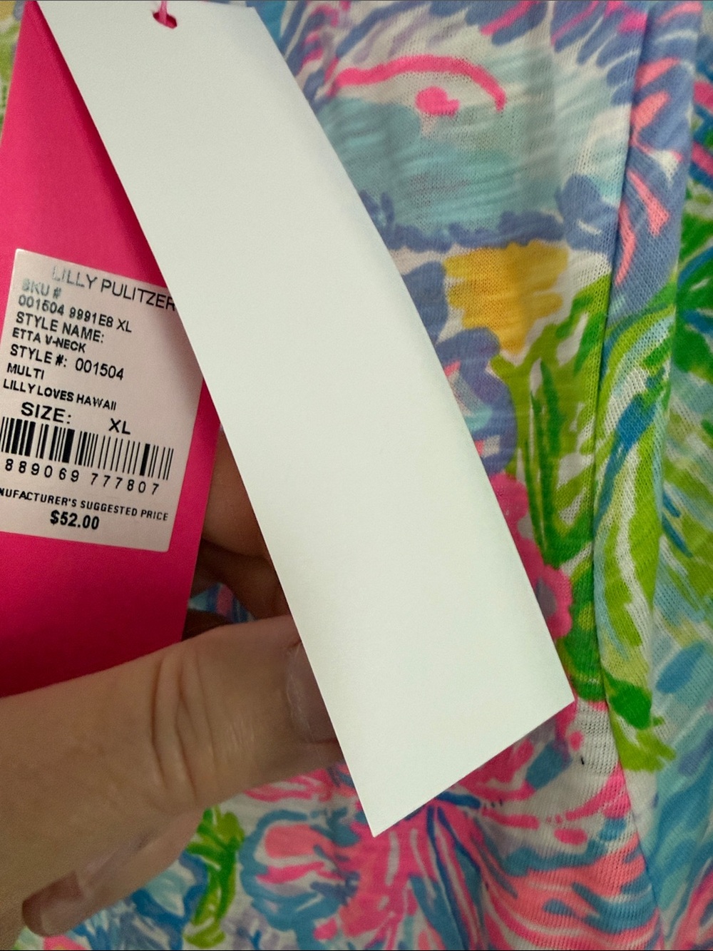 Lilly Pulitzer Pink & Blue Tropical Floral Aloha pattern V-Neck Top - Picture 3 of 4